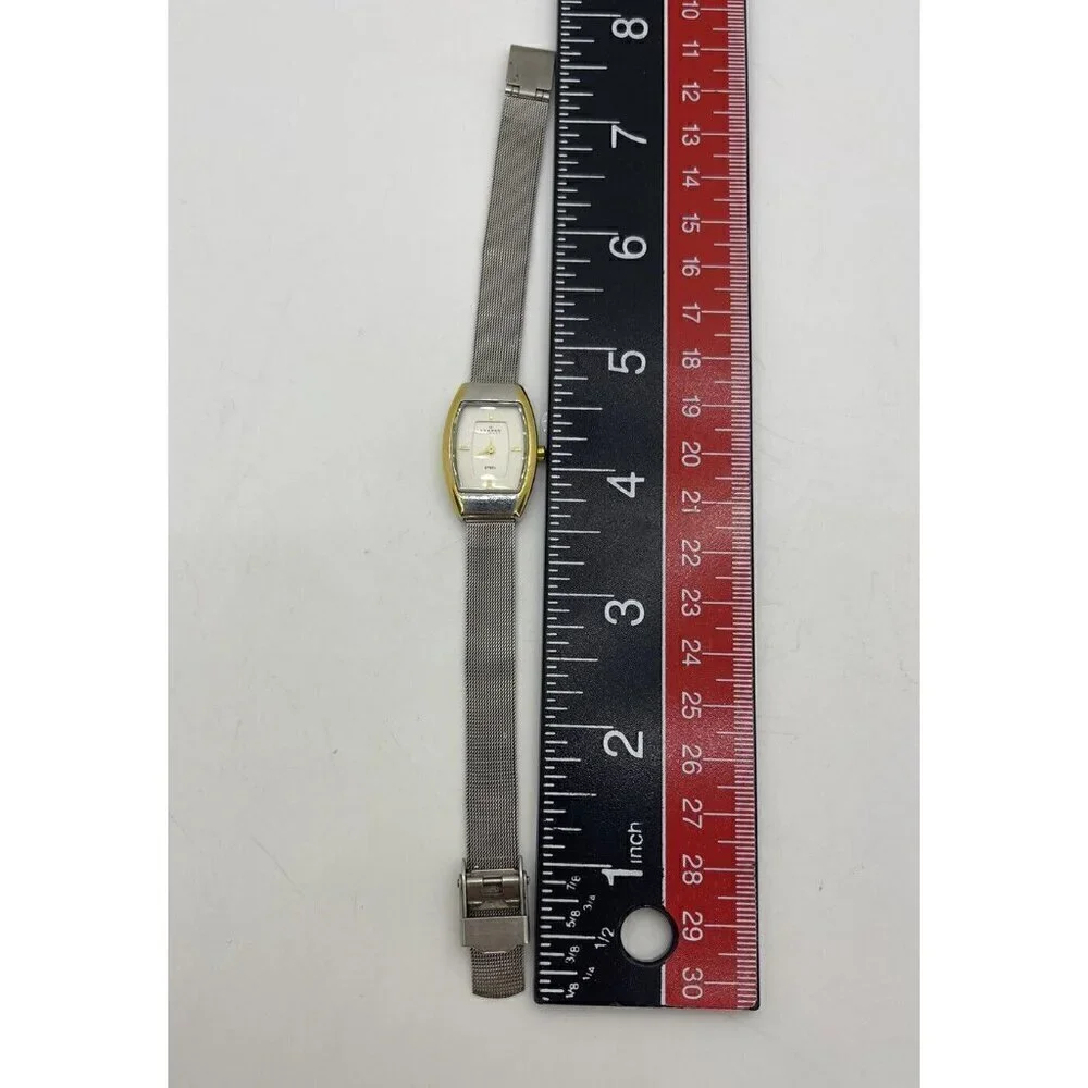 Skagen Denmark Steel Ultra Slim Two Tone White Face Women's Watch Mesh Bracelet